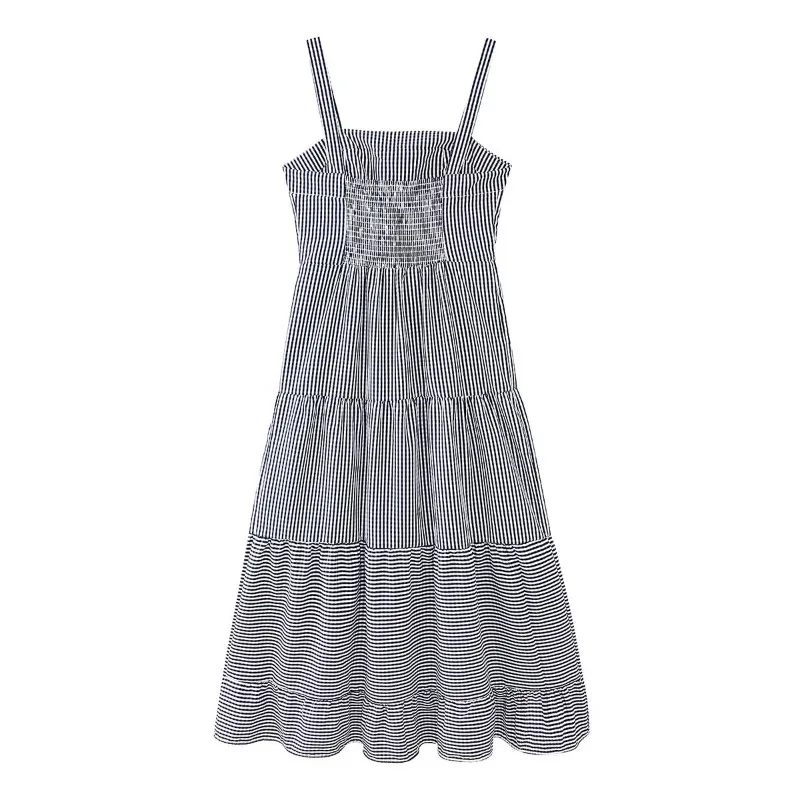 المرأة لطيف مطرزة ماكسي فستان الشاطئ الصيف بوهو كشكش فستان طويل السباغيتي حزام فلوي ماكسي #6