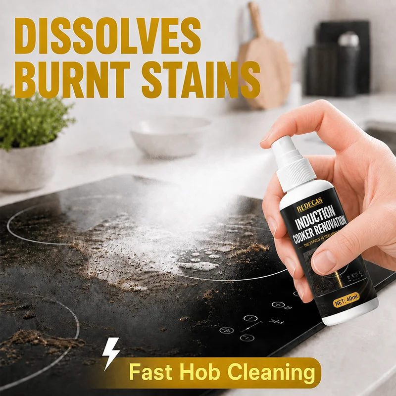 Kitchen Surface Gloss Maintenance. Removes Tar & Oil Film, Creates Shine. for Induction Cooktops, Cookware, Stoves & Grills.