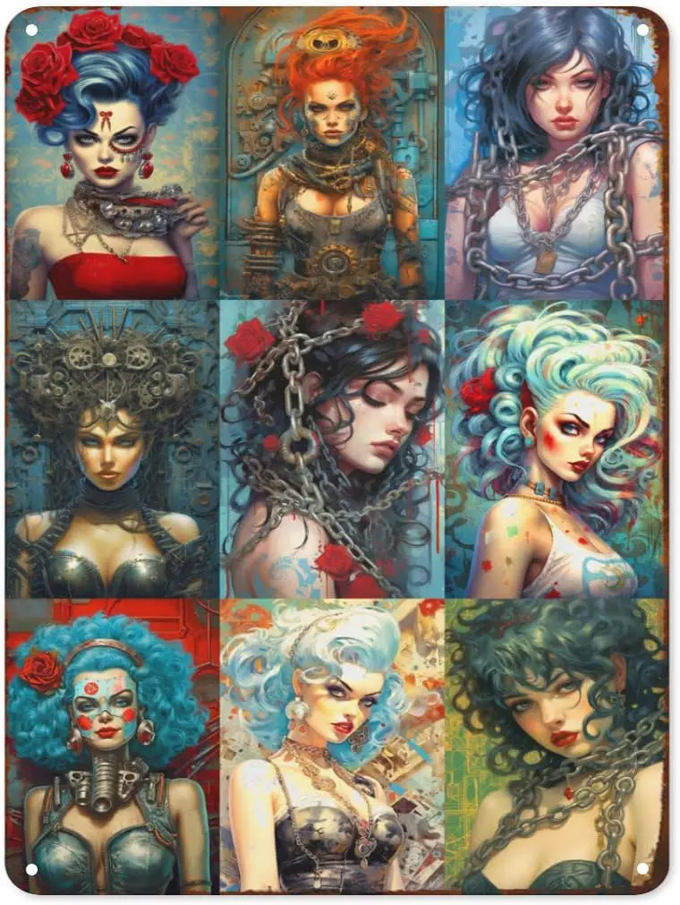 Metal Punk Sexy Girls Metal Tin Sign Vintage Metal Sign Funny Pin Up Girl Signs Art Decor for Home Bar Cafe Farm Store Gara sign