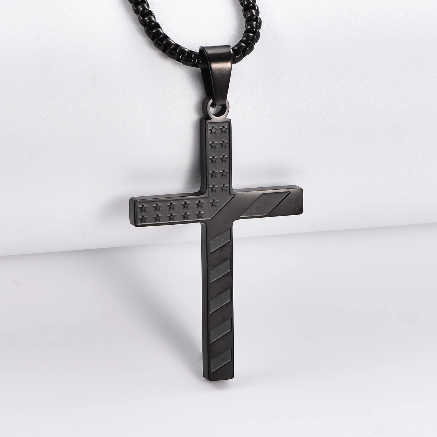 قلادة متقاطعة للنساء والرجال في الولايات المتحدة الأمريكية، لافتة متدلية على شكل نجمة من الفولاذ المقاوم للصدأ باللون الذهبي، مجوهرات يوم الاستقلال الأمريكي #5