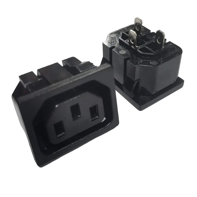 2 шт., черный, 10 А, 250 В, IEC320 C13, женская промышленная розетка, встроенный PDU, шкаф, розетка переменного тока, разъем для крепления на панели, розетка переменного тока