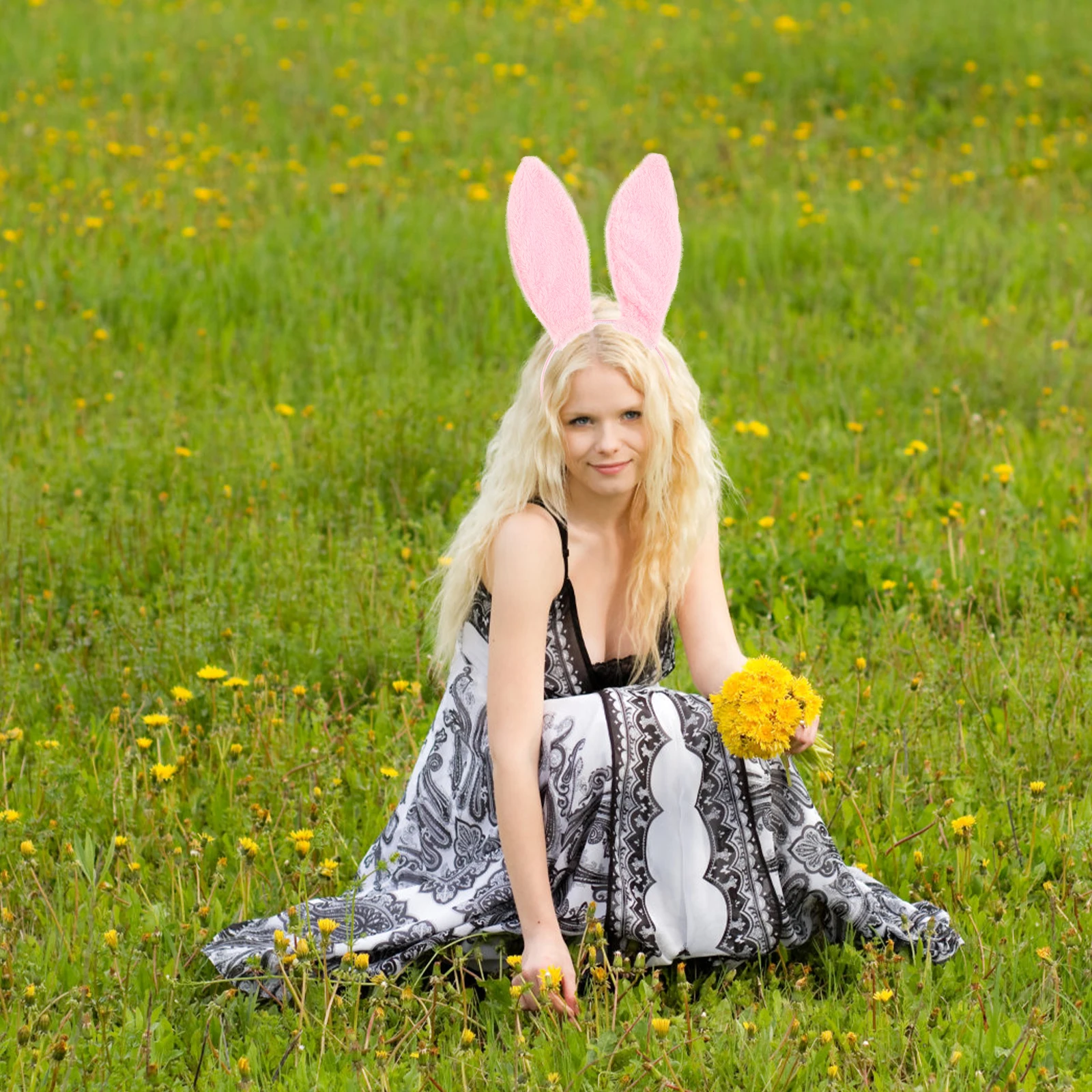 

Cute Rabbit Ears Headband Hair Fabric Bunny Festival Party Accessories Headwraps Headdress Hairband Prop