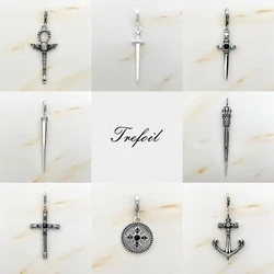 Pendant Charm Skull Cone Ethnic Sword Cross Anchor 925 Sterling Silver Jewelry Punk Gift For Women Men Fit Bracelet Necklace Bag