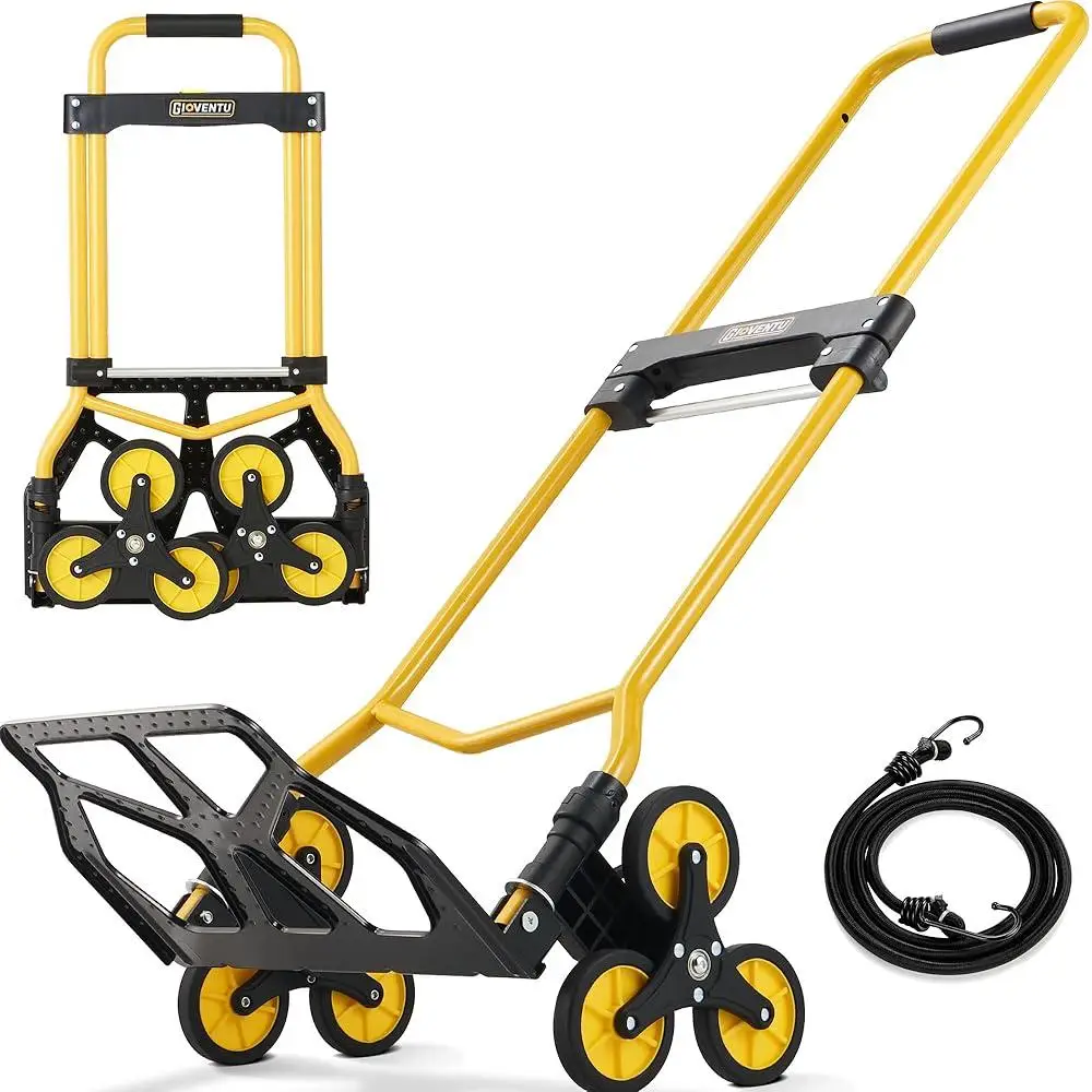 Upgraded Stair Climbing Hand Truck Dolly with Foldable Design Non-Slip Silent Wheels Telescopic Handle Easy Transport