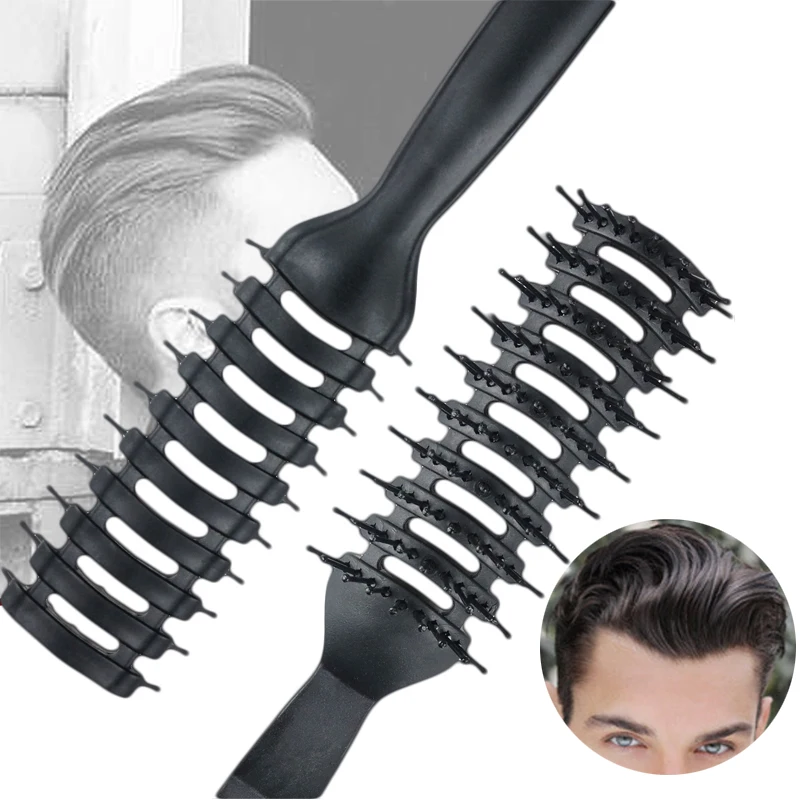 

Black Personalized Boy Man Ribbed Curly Hair Comb Fluffy Brush Salon Hairdressing Massage Ribs Scalp Barber Styling Care Tools