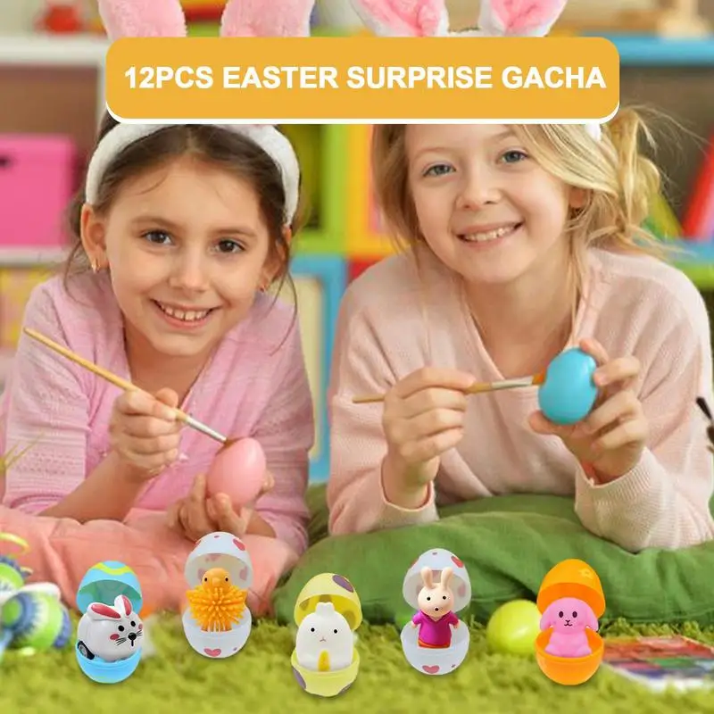 Oeuf torsadé de Pâques avec surfaces polies pour enfants, jouets surprise pré-remplis, jouets torsadés pour anniversaire et Noël, activités, 12 pièces