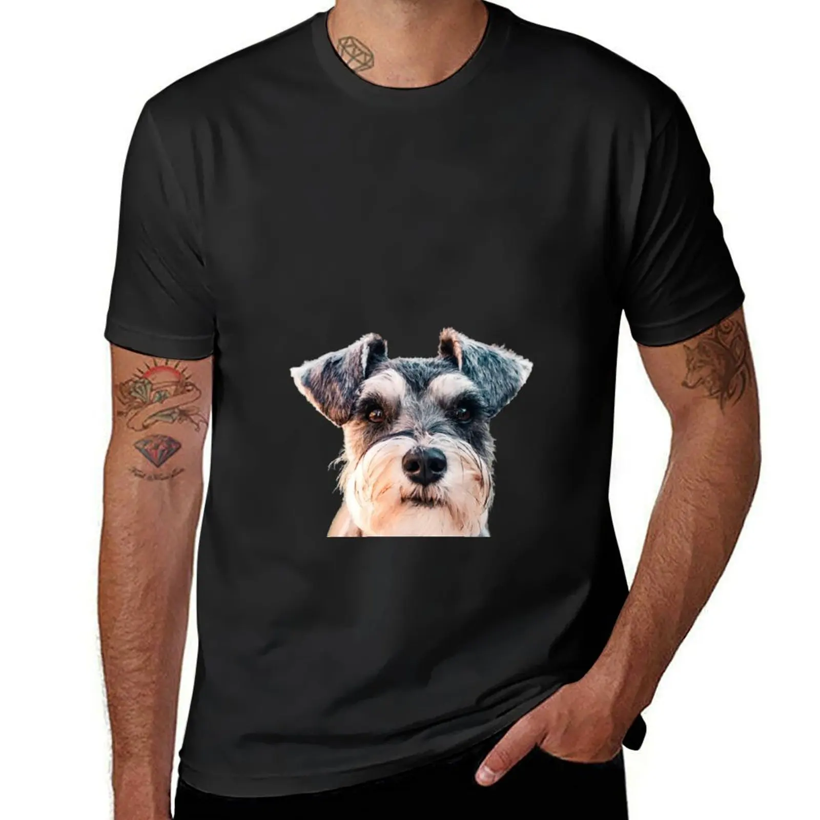 miniature schnauzer face art lover gift T-Shirt hippie clothes kawaii clothes graphics men clothing