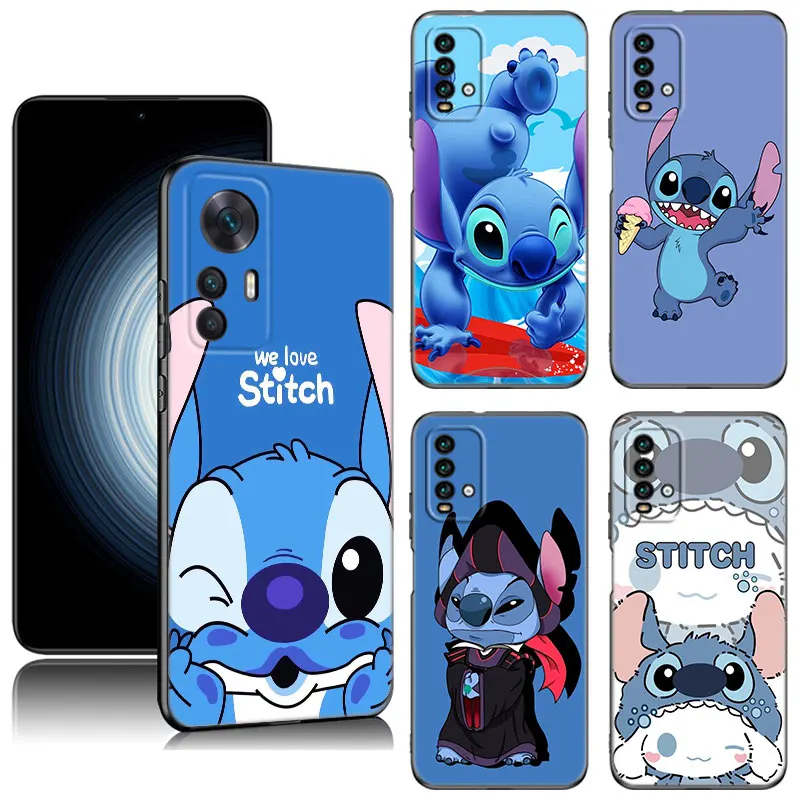 Anime Lilo & Stitch Telefoonhoesje Voor Xiaomi Redmi Note 5 6 7 K40 K60 Pro 7a 8a 9a 9c 9i 9T 10a 10a 12c A1 A2 Plus 4G Zwarte Hoes