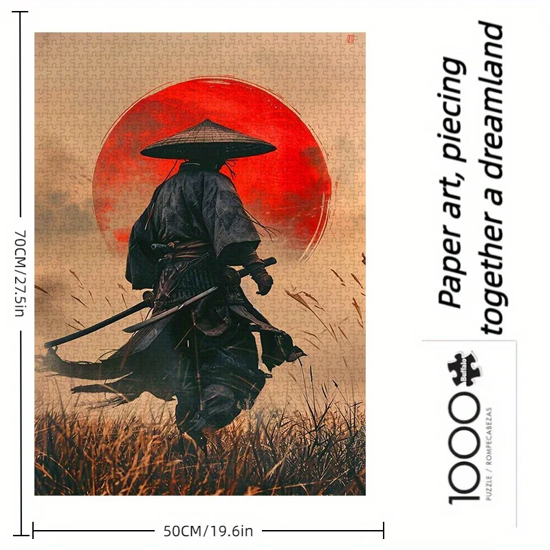 

Samurai Warrior Red Sun Jigsaw Puzzle Adult Japanese Theme Intellectual Game Home Leisure Decorative Puzzle Toy