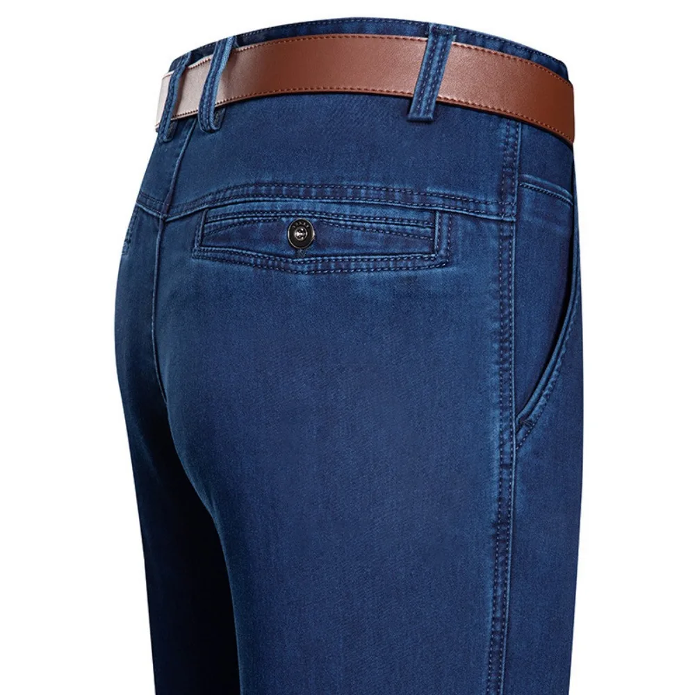 Jeans baggy droits élastiques pour hommes, pantalons en denim, mode décontractée, vêtements pour hommes d'âge moyen, printemps et automne, Y2K, nouveau, 2024