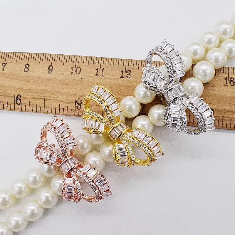 

3pcs Cubic Zircon Micro pave butterfly fixed interlayer clasp clip double connector DIY Jewelry Findings