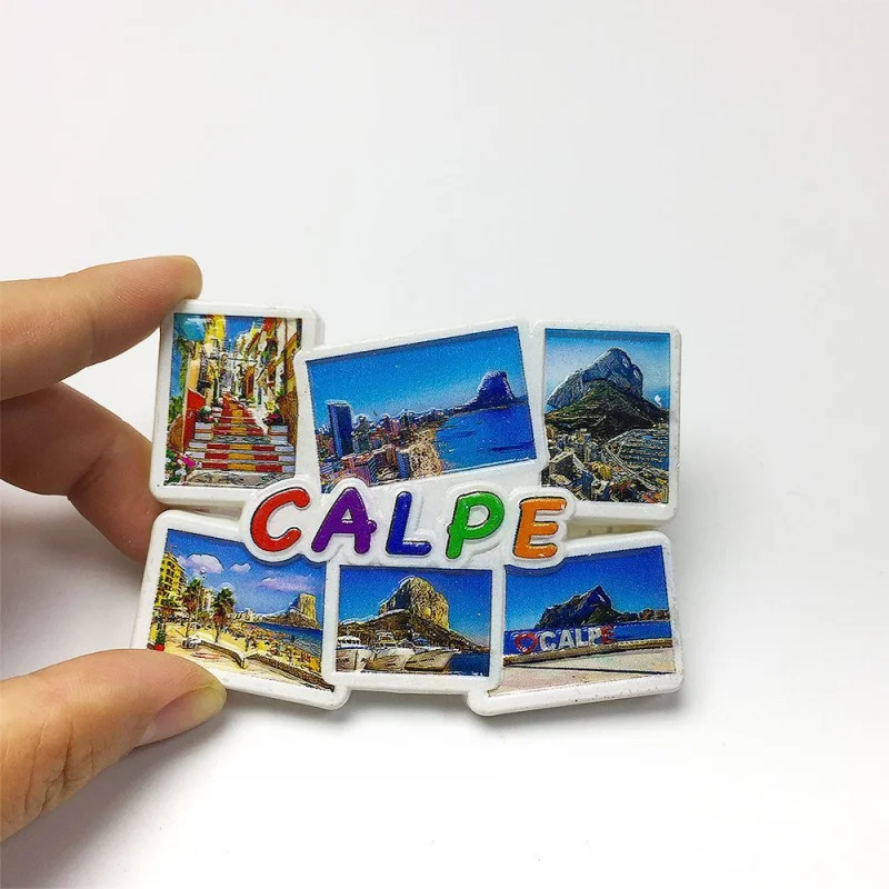 

Spain Calpe Scenery Fridge Magnet - Peñón de Ifach Landmark & Coastal Views 3D Resin Imanes para Refrigerador Home Decor Items