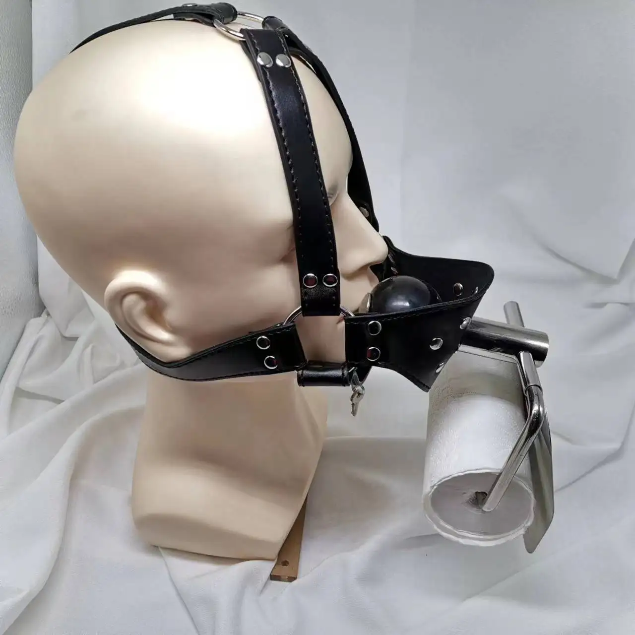 BDSM Harness Slave Toilet Paper Holder + Asphyxia Gag Bondage Restraints Open Mouth Sex Toys Adult Sex Games For Couple