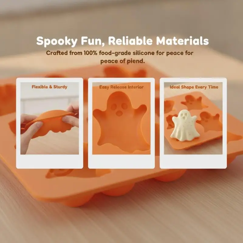 Halloween Ghost Silicone Mold BPA Free Food Grade Easy Release for DIY Chocolate Soap Handmade Craft Supplies