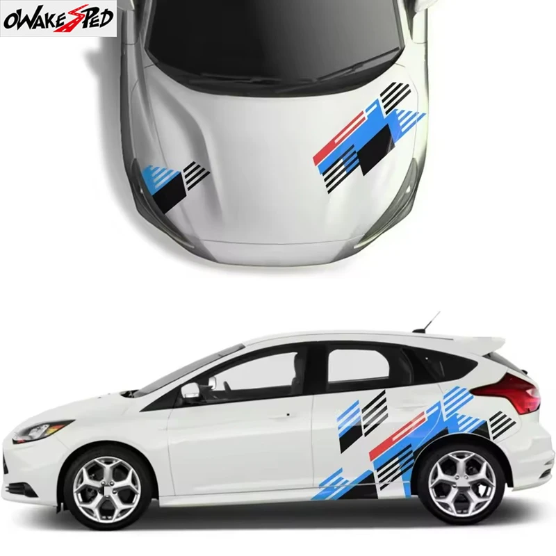 

8PCS Car Side Stickers Auto Hood Sports Styling Decor Decals For Ford Focus 2 3 1 MK2 Mk3 MK1 Automobile Vinyl Film Accessories