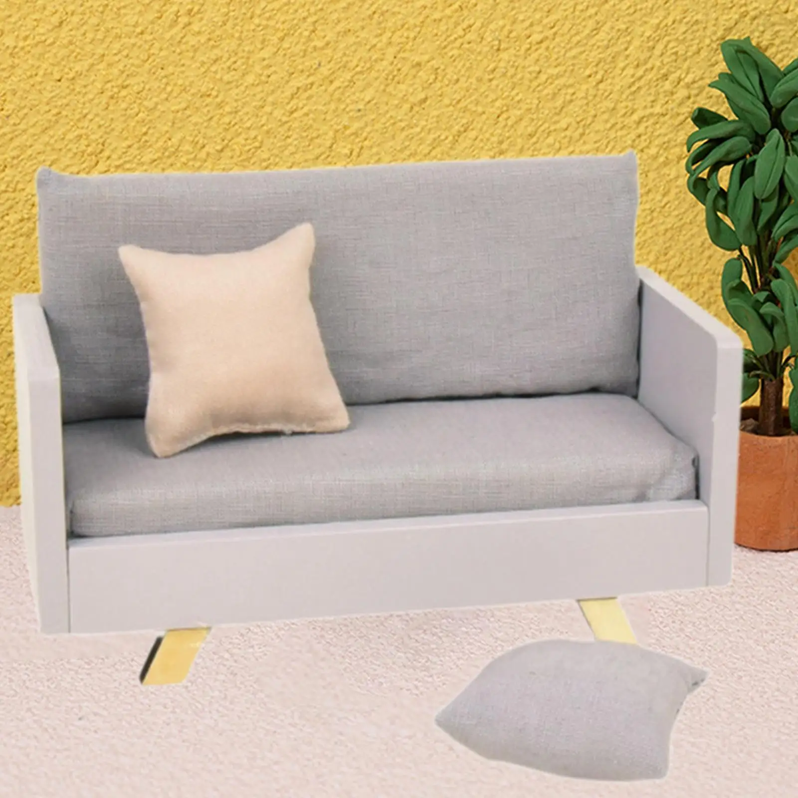 1/12 Scale Dollhouse Sofa DIY Model for Dollhouse Decoration Simulation