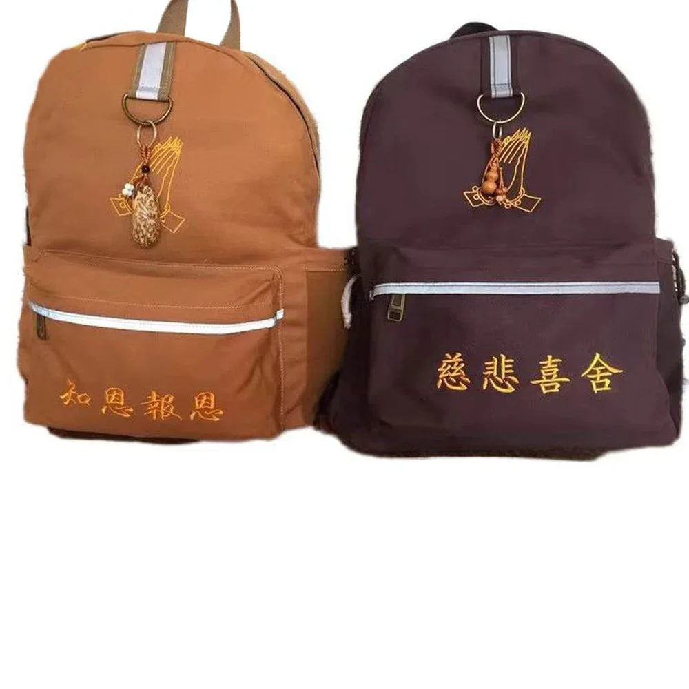 Embroidered Canvas Backpack Buddhist Shaolin Monk Kungfu Bag Sachets Zen bags Cosplay Accessories