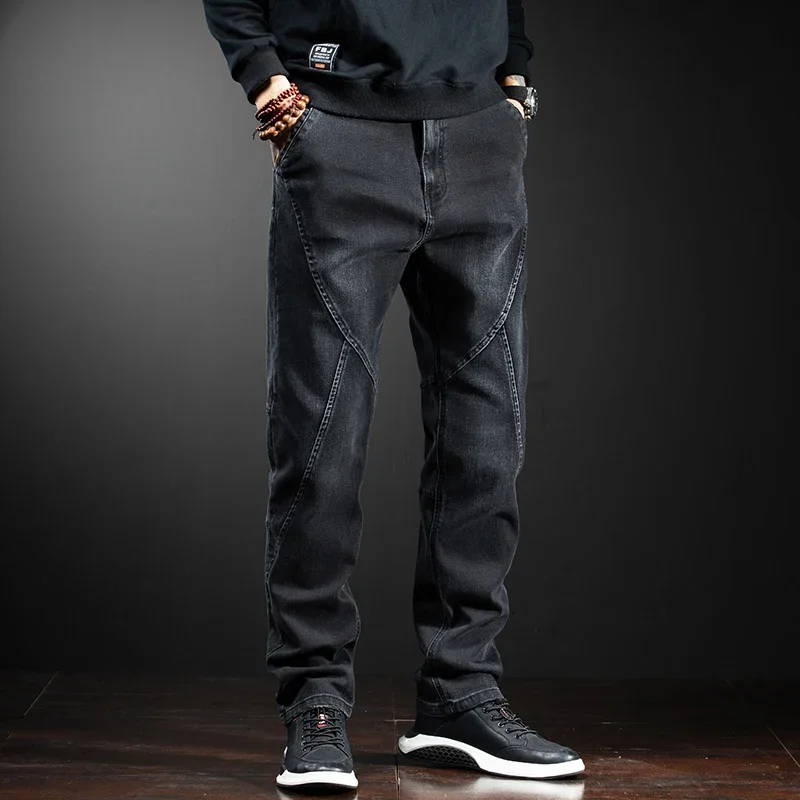 Men's Trendy Plus Size Jeans Straight Fit, Fashionable and Casual Men's Jeans Elastic Autumn and Winter Trousers Large Size 44