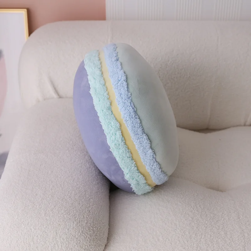 French Macaron Shape Pillow Simulation Round Pillow Solid Color Lovely Decoration for Bed Home Sofa