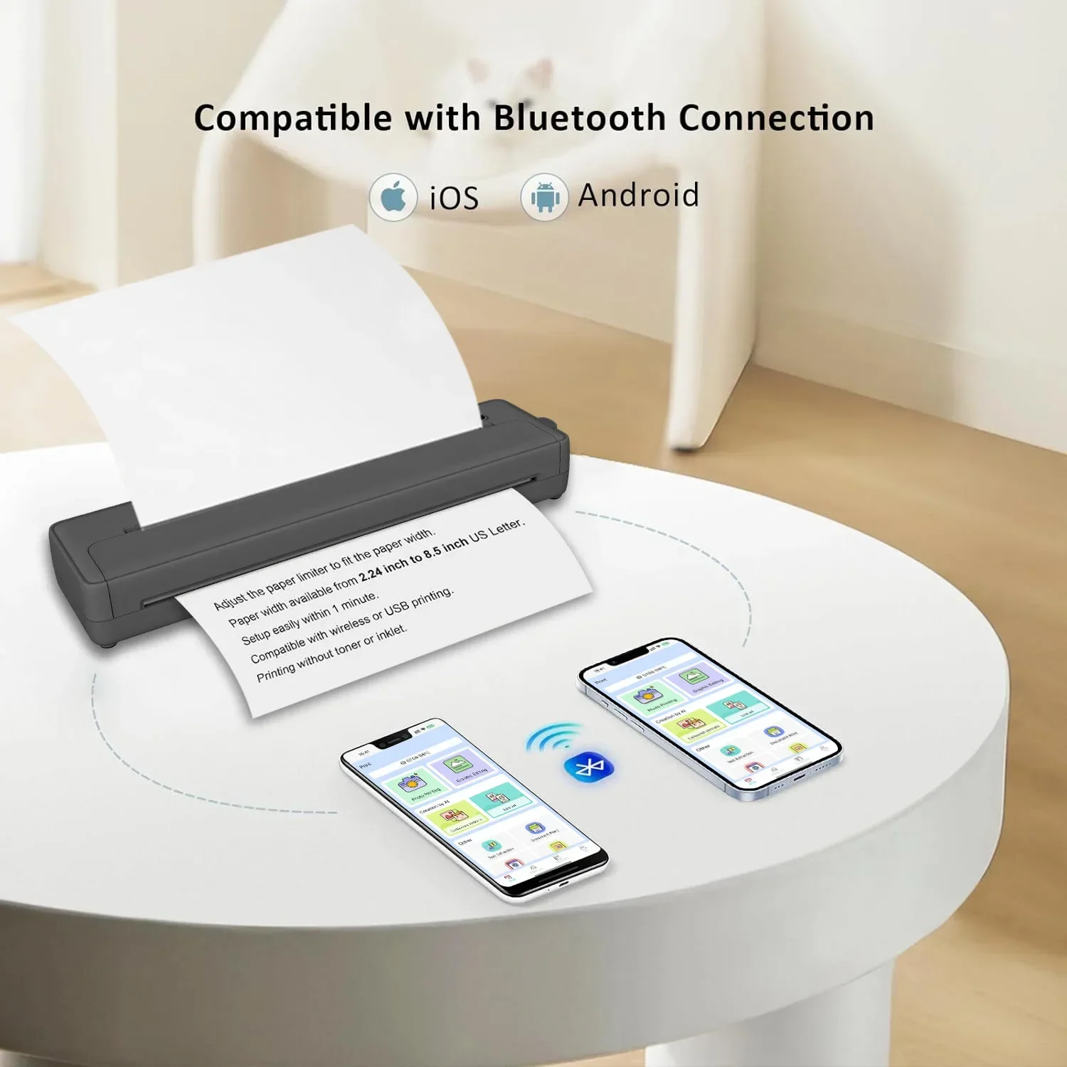 Cross-border dedicated portable smart a4 thermal home printer Wireless can be connected to mobile phone computer Inkless printer