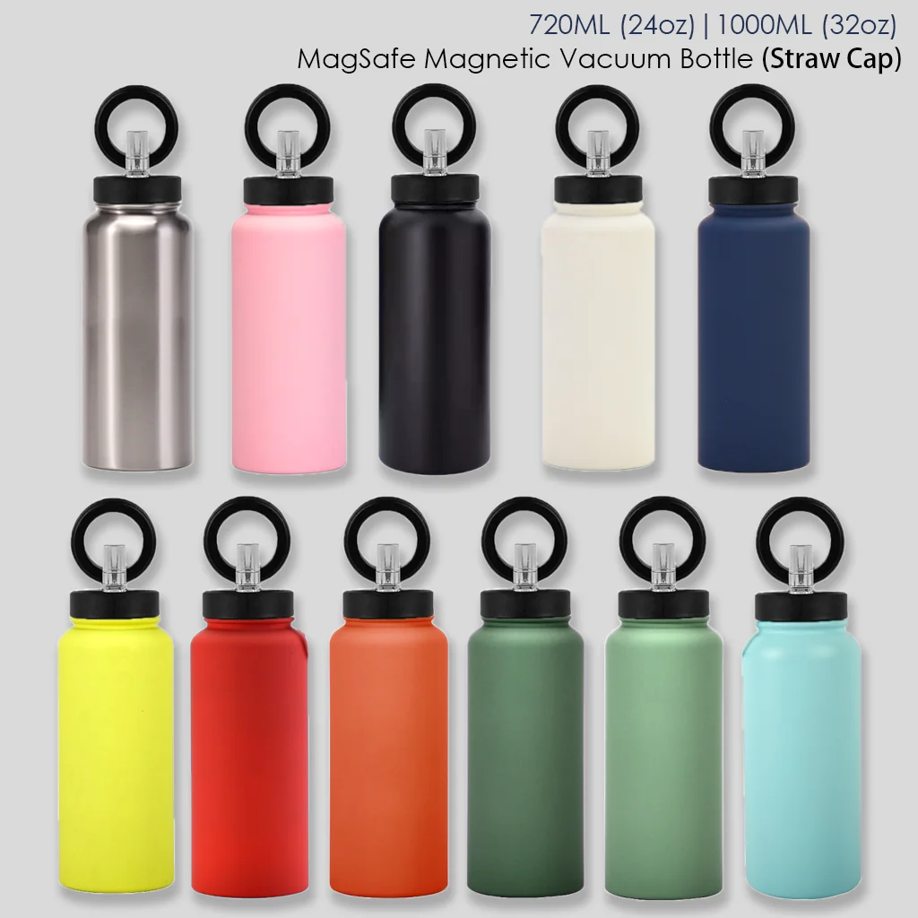 PuraCool Personalised Magsafe Water Bottle with Phone Holder 720ML 1000ML 24oz 32oz Magnetic Vacuum Flask Customised Name