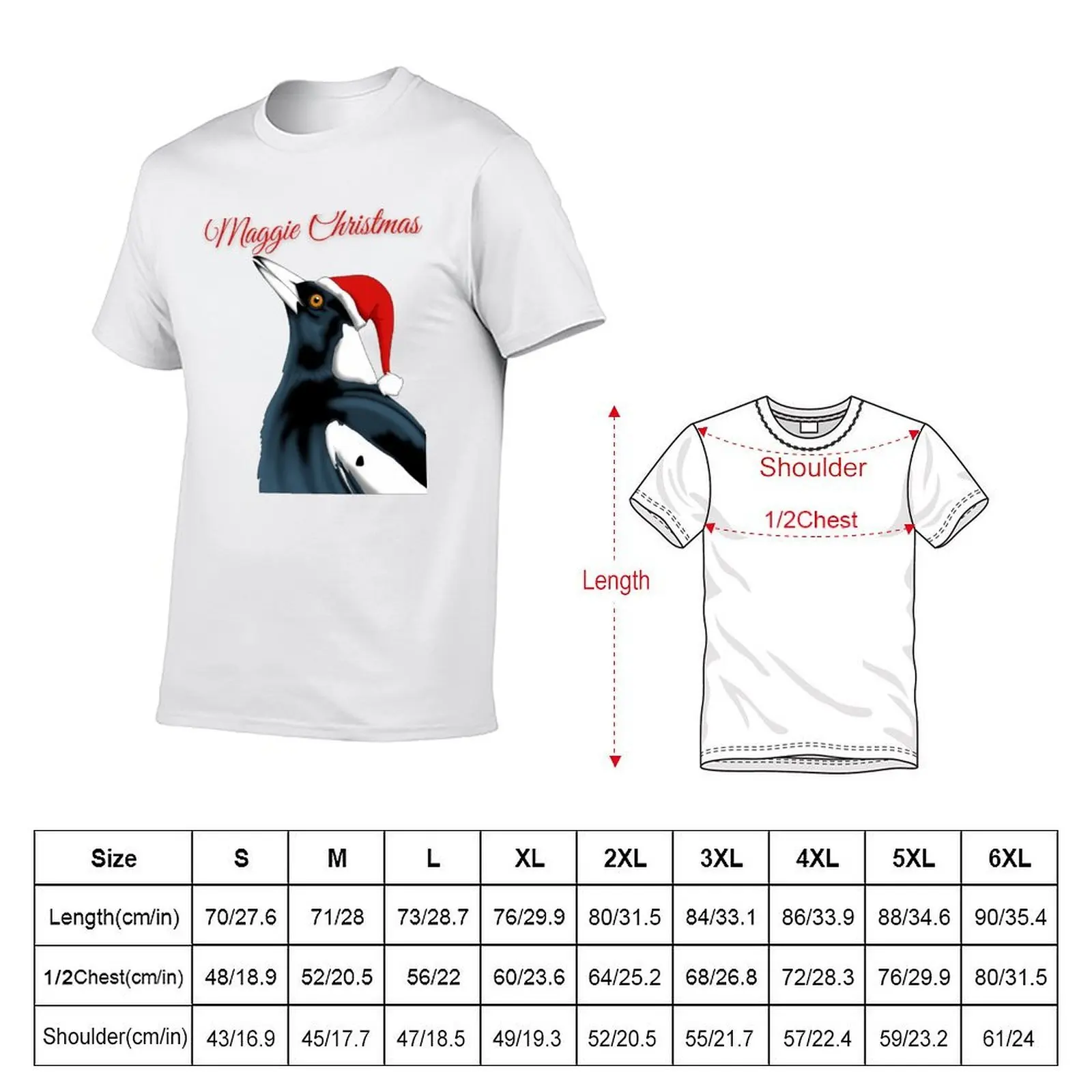 Maggie Christmas' Magpie Christmas Art T-Shirt t shirt for man t shirts for man pack white t shirt man luxury T-shirt