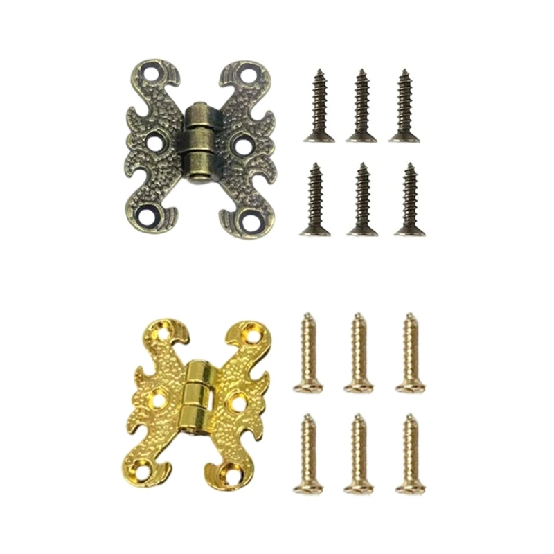 Kleine Holzkistenscharniere, 10 dekorative Metalleinheiten zur Schmuckaufbewahrung, Geschenkverpackung und Schatzkisten 3XUF – Detail 1