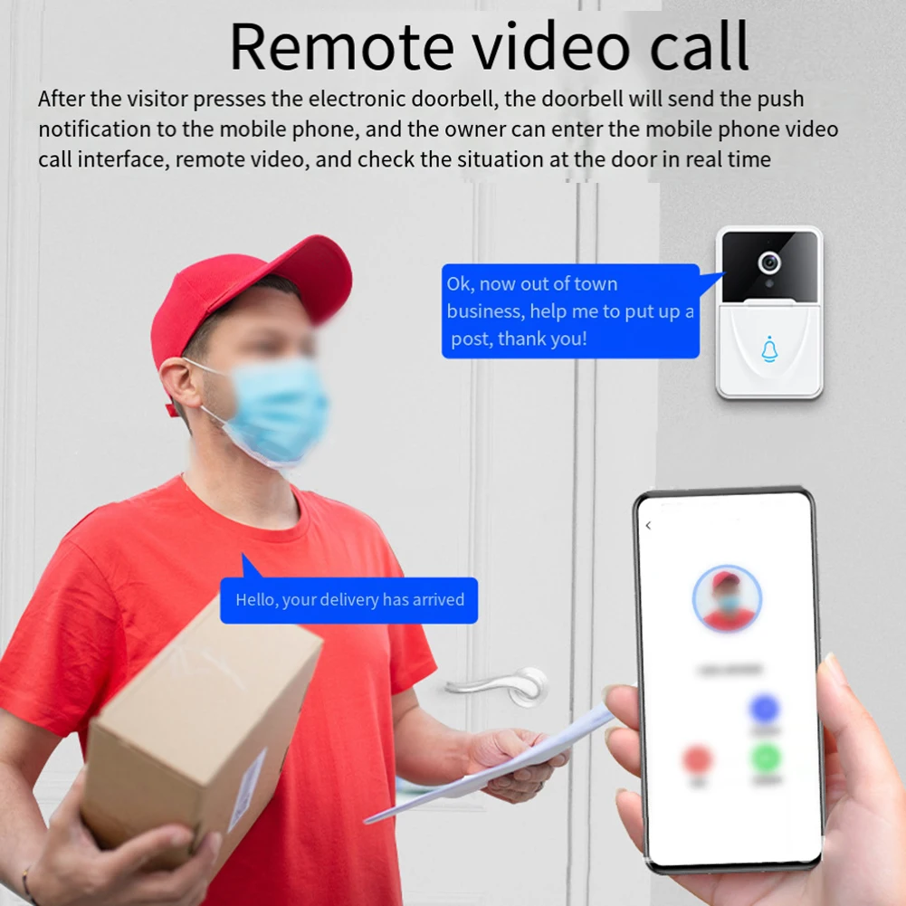 Tuyas واي فاي جرس باب يتضمن شاشة عرض فيديو المنزل واي فاي جرس الباب اللاسلكي بطارية قابلة للشحن تعمل بالطاقة HD كاميرا PIR كشف الحركة البصرية
