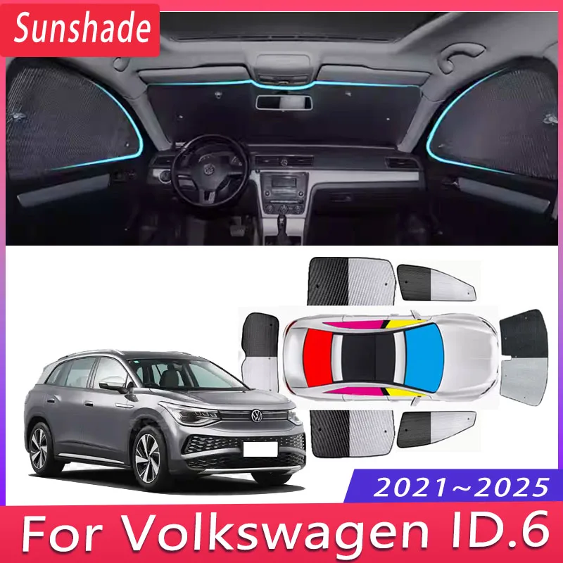 Car Sunshade For VW Volkswagen ID.6 2021~2025 2022 2023 Heat Insulation Sun Protection Sunshade Windshield Visor Car Accessories