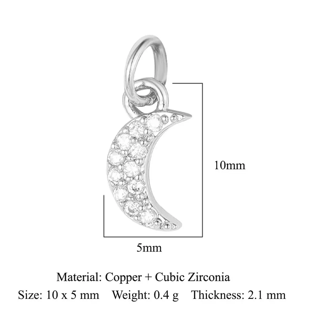 5 stks/partij Ster Hart Sleutel Koper Kubieke Zirkoon Charms Clover Lightning Hoefijzer Racket Maan Armband Oorbel Ketting Hanger - afbeelding 1