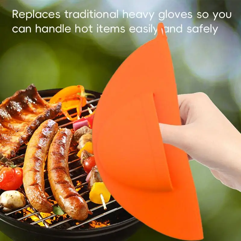 Manoplas para horno, manoplas portátiles resistentes al calor para parrilla, guantes de silicona para horno, guantes reutilizables para asar, guantes de cocina para olla caliente