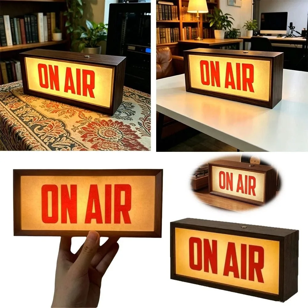 Broadcast ON AIR Sign Battery Operated Wall Mount LED Light Box Desk Mount Light Up Design Recording Warning Indicator Lamp