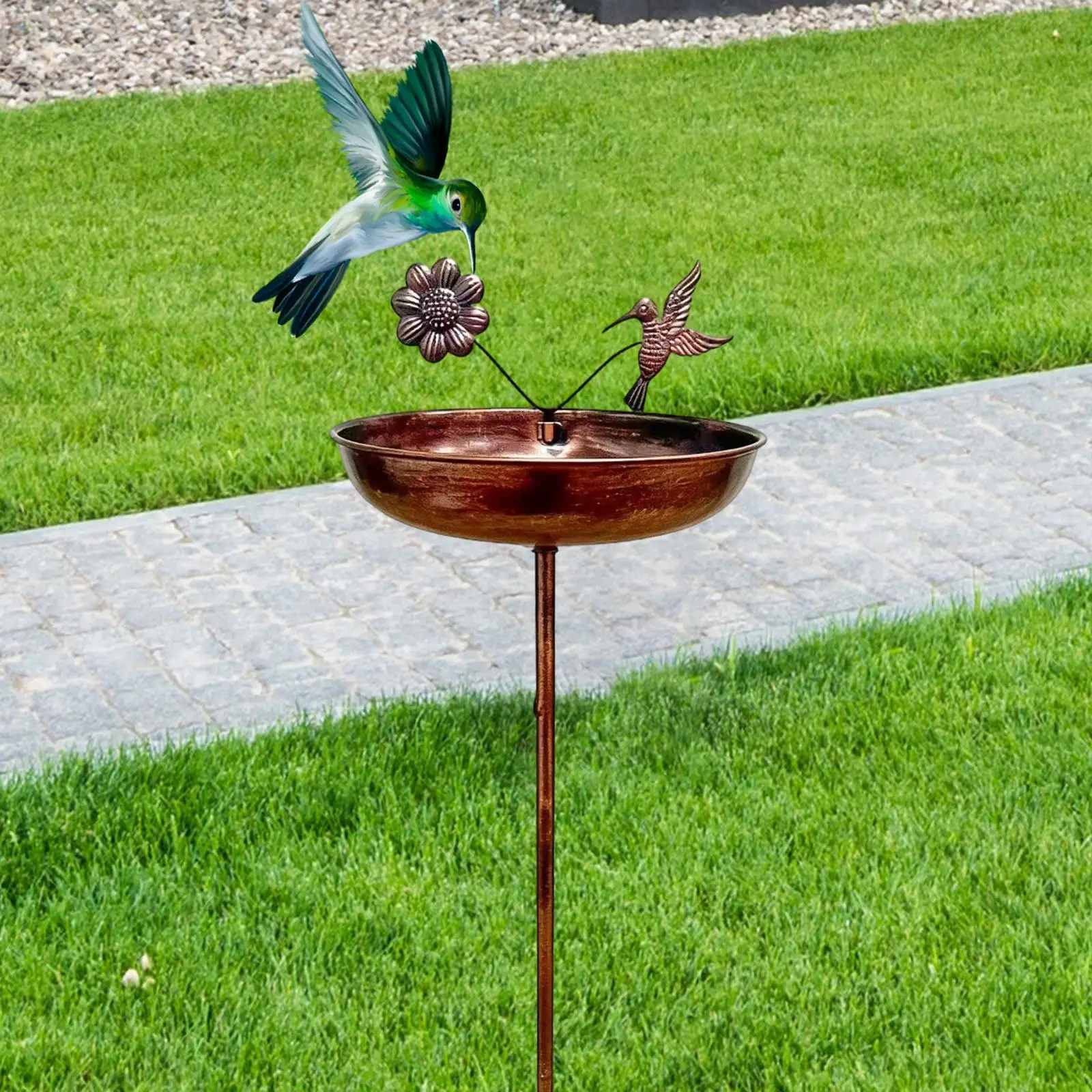 

Отдельно стоящая кормушка-поилка для птиц с поддоном и кольцом для крепления к газону/земле, для двора, сада, парка, балкона, ландшафтного дизайна