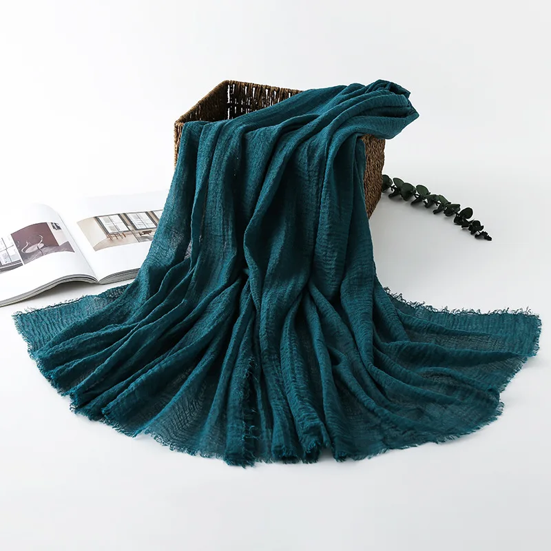 Women Cotton Linen Scarf Autumn Lady Solid Color Long Scarves Soft Thin Plain Shawl Foulard Viscose Wrap Shawls New Summer