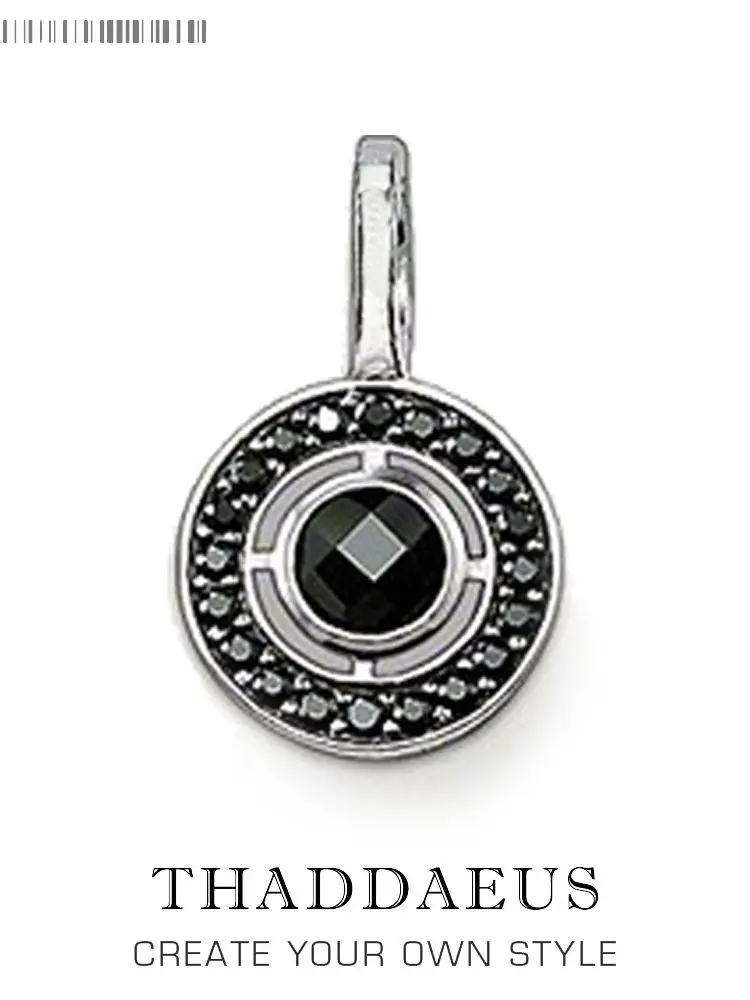 Wisiorek Czarny Ornament Brand New Bohemia Biżuteria Moda Europa 925 Sterling Silver Akcesoria Prezent Dla Kobiet — zdjęcie 2