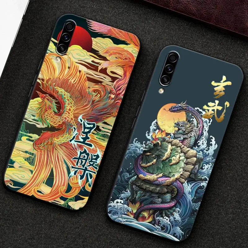 Phone Case For Samsung Galaxy A30 A30S A50 S A20E A20 A40 A70 A10 Note 9 10 20 Ultra Back Cover Drawing Dragon Tiger Birds Anime