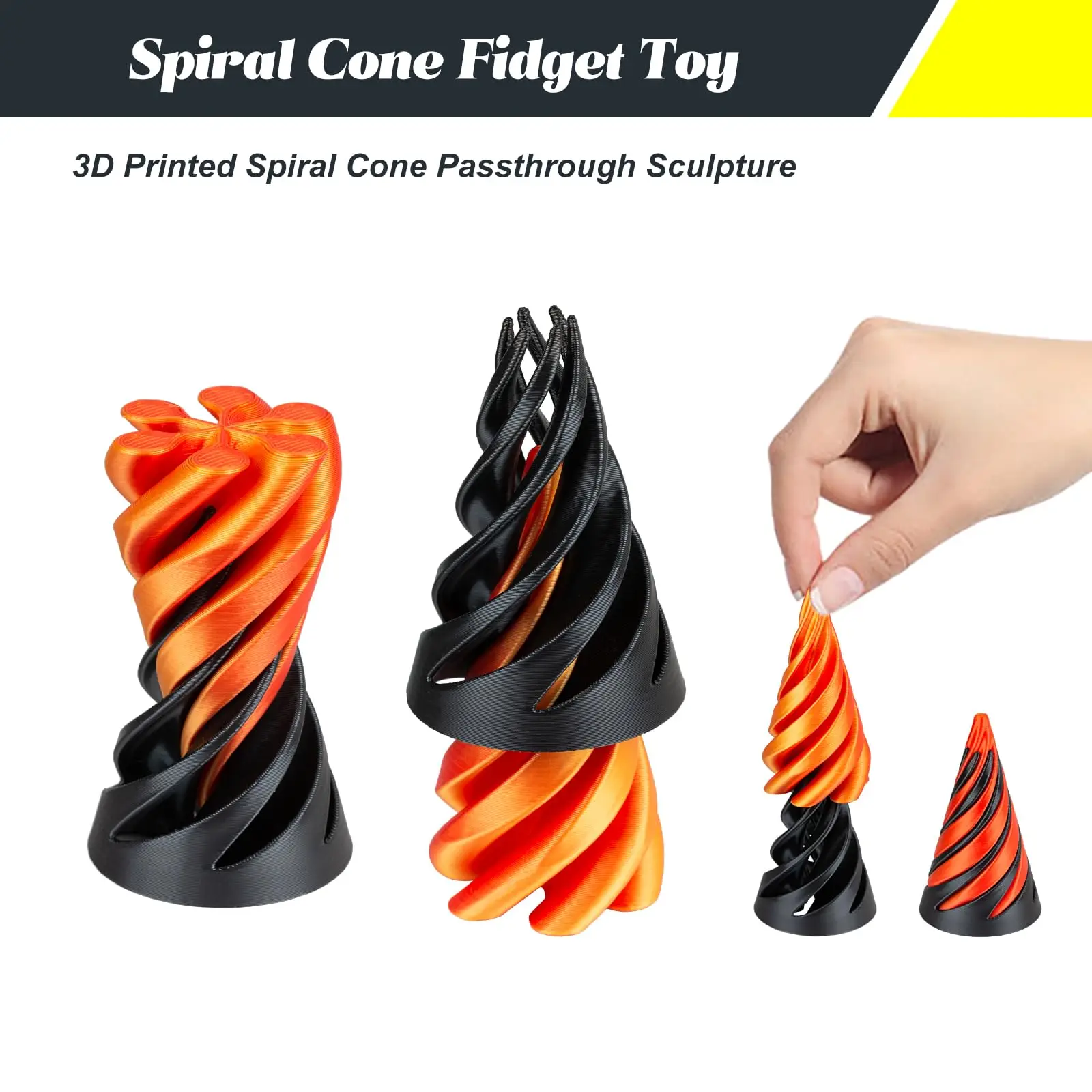 Impossible Pyramid Passthrough Toy,Helix Nut Spiral Cone Fiddle Fidget Toy,Mini Vortex Thread Illusion for Home Office Desk Gift