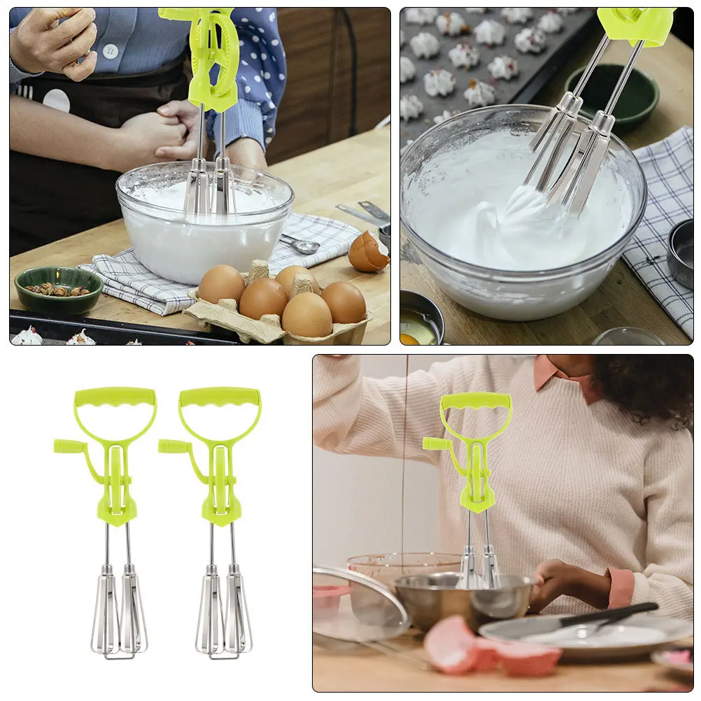 

Hand Crank Manual Egg Beater Stainless Steel Plastic Handle Multifunctional Mixer Kitchen Tool Egg Blender Baking Supplies