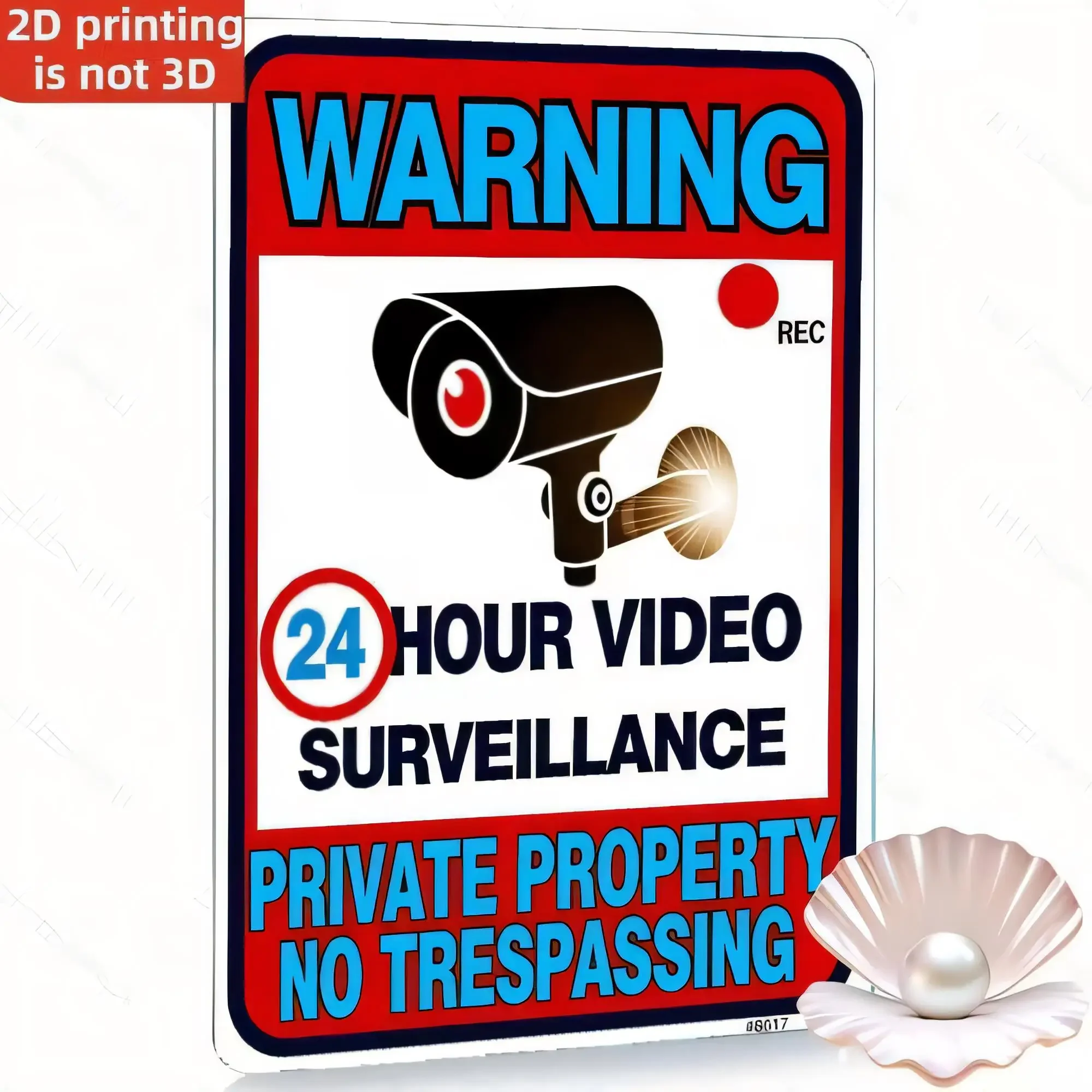 Tin Sign WARNING 24 Hour Video Surveillance Private Property No Trespassing Retro Metal Wall Decor for Home Garage Office, Vi