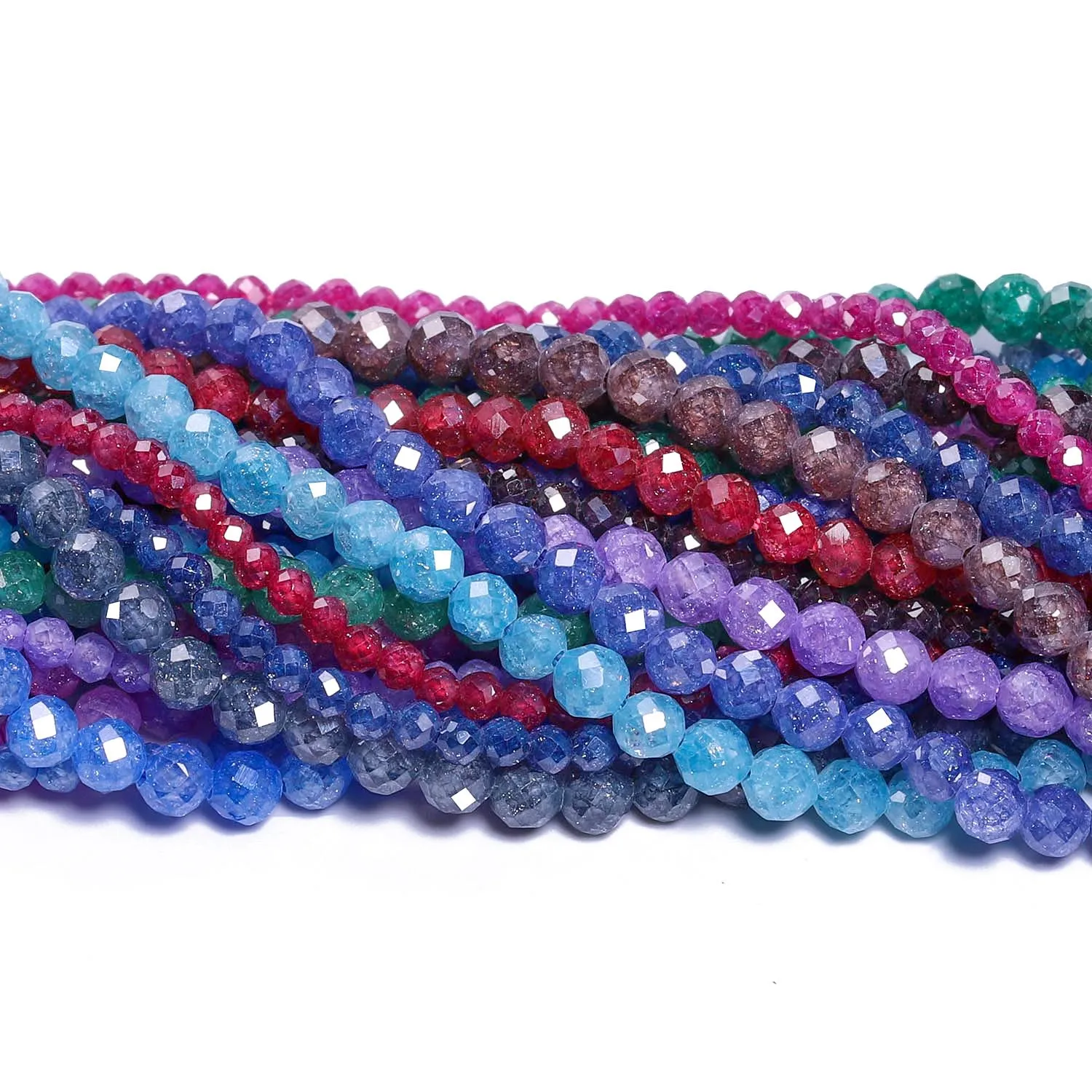 2/3mm A+ Faceted Ice Cracked Natural Zircon Gem Stone Beads Multicolors Mineral Beads For Jewelry Making DIY Bracelets Necklace