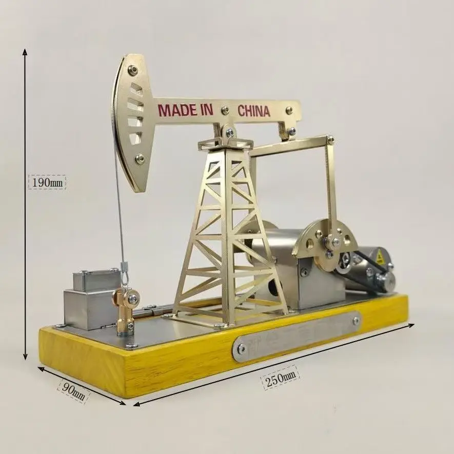 Stainless Steel Electric Nodding Donkey Oil Pump Model, Inertial Toy, Simulation Drilling Rig Desktop Decor