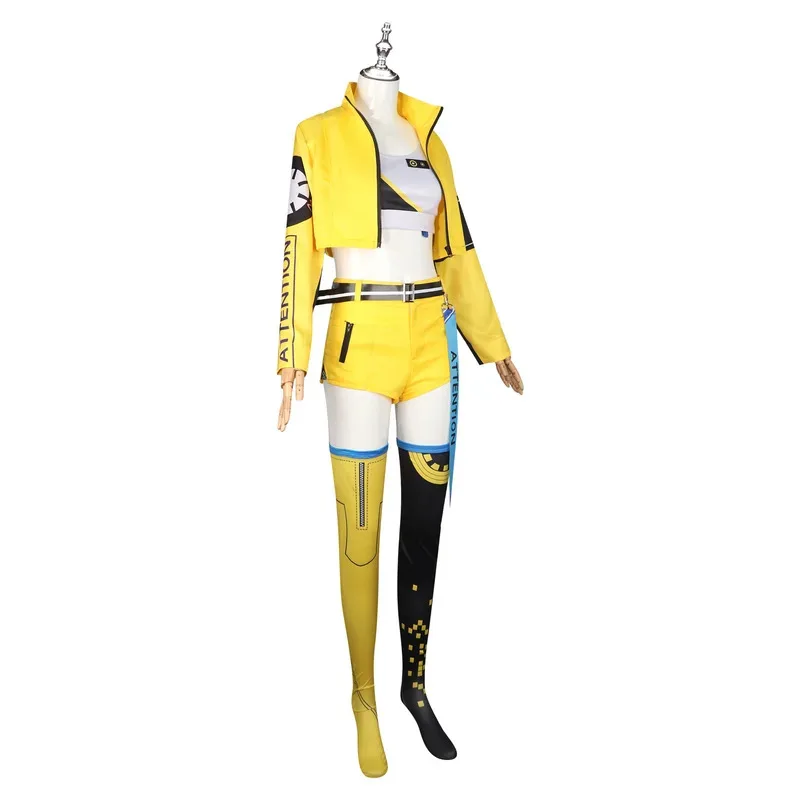 4 قطعة الغوص 17th Mikkuu Mikuo الذكرى الزي الأصفر تأثيري حلي Proje Sek هالوين حفلة فتاة قصيرة كوميك goi/6