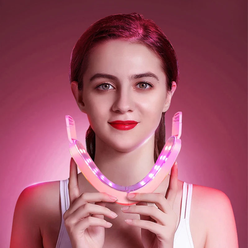 อุปกรณ์ยกกระชับผิวหน้าเครื่องนวดสั่นสะเทือนกระชับสัดส่วน Double Chin V Face Shaped Cheek Lift Belt Machine