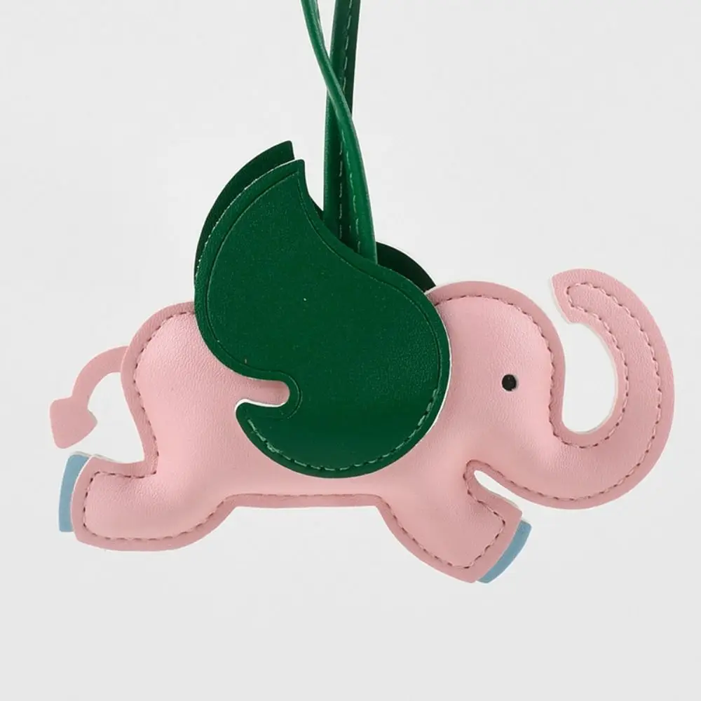Trendy PU Leather Flying Wings Elephant Keychain Car Keyring Cartoon PU Leather Hanger 16 Colors Animal Bag Pendant Women