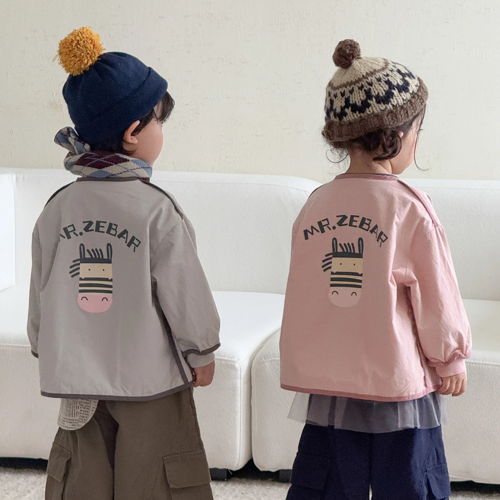 Autumn Children Long Sleeve Reversible Coat Cotton Boys Fashion Cartoon Print Jacket Girls Casual Cardigan Kids Clothes 1-8 Year