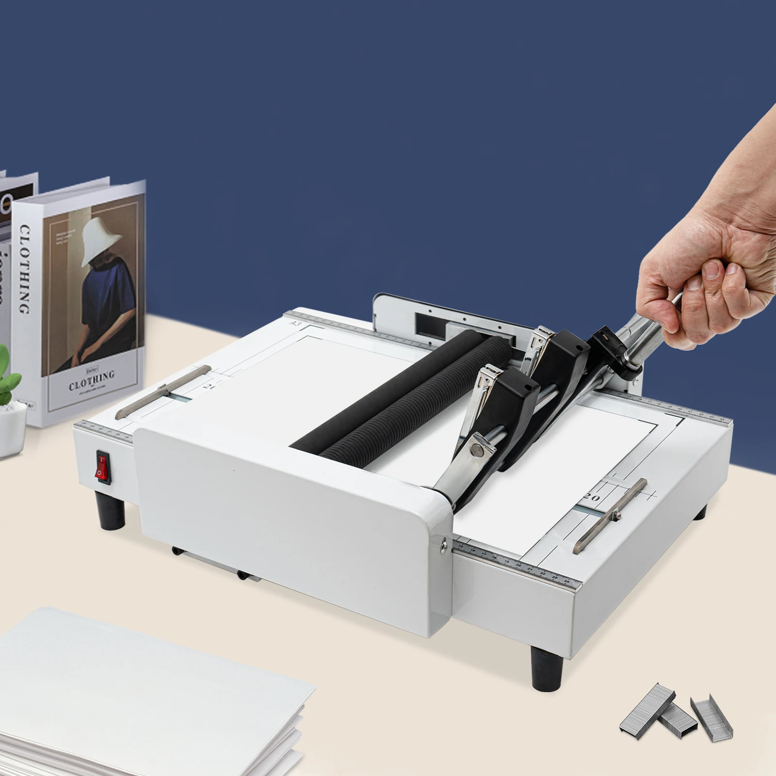 Piegatrice per carta da 60 W, creatore di libretti A3, rilegatrice e piegatrice con pannello visibile 5,83 * 8,27 pollici-11,69 * 16,54 pollici