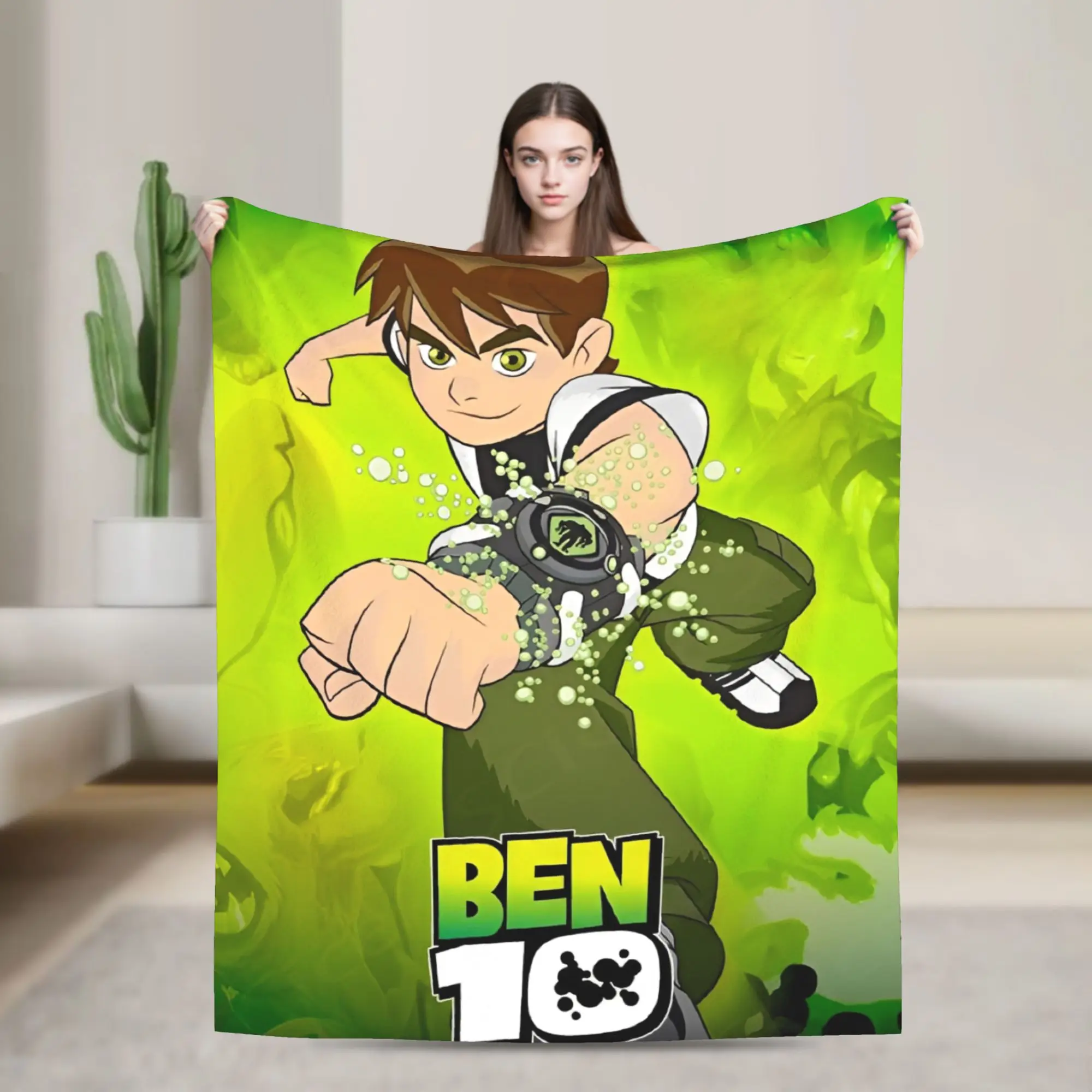 Ben 10 Omnitrix Unleashed Flannel Blanket  Soft Warm Bedding Throws for Bedroom Travel Street Trend Bedspread Sofa Bed Cover