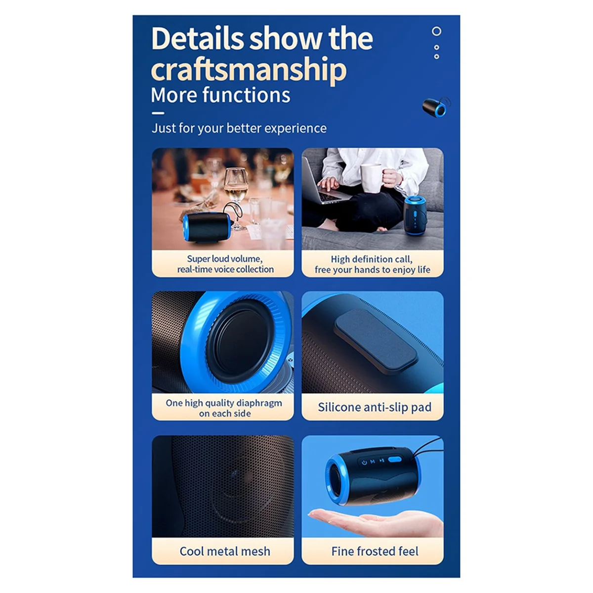 

NEW!! Portable Speaker Wireless Bluetooth Speakers with 5.3 Stereo FM/SD/USB Disk/Aux Modes Waterproof for Outdoor Hifi Sound