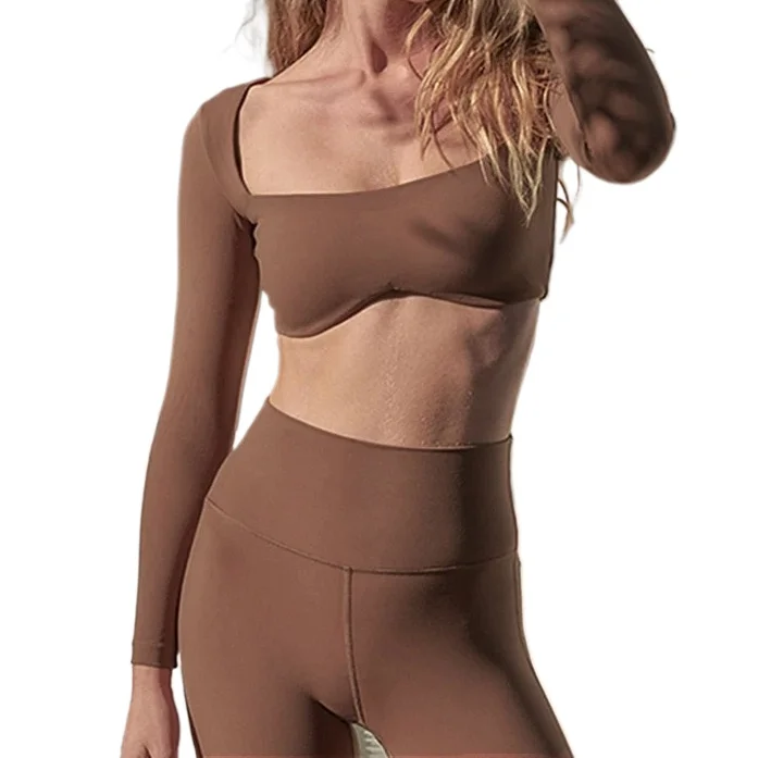 

2025 Pad Slim Yoga Top Women Tight Fitting Sports Quick-drying Running Fitness Shirt Long Sleeve Whiet Black Chest Pad T-shirt