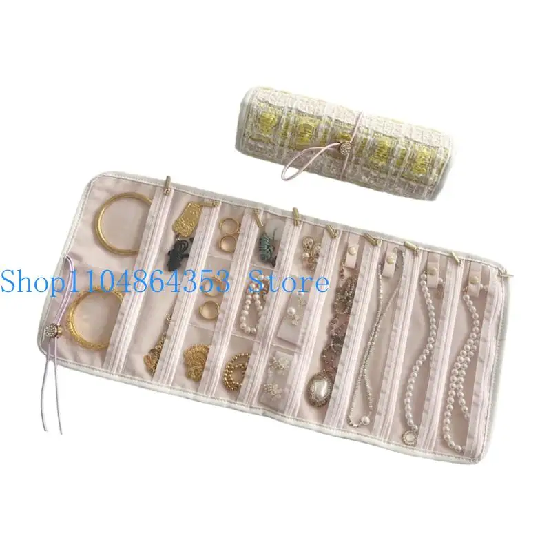 652F Scratch Resistant Jewelry Multi Compartment Fabric Bag for Accessories